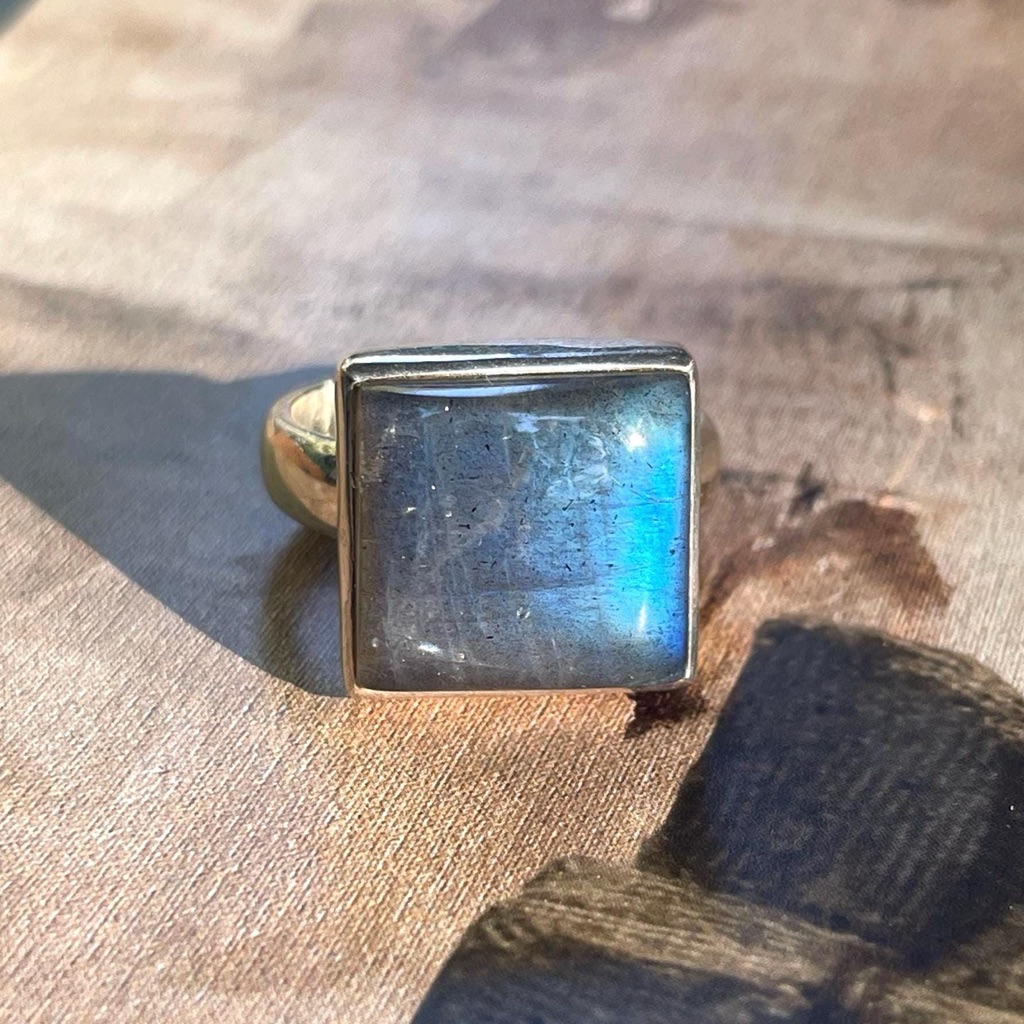 925 Sterling Silver Labradorite Ring Size Us 7.5 Or 8